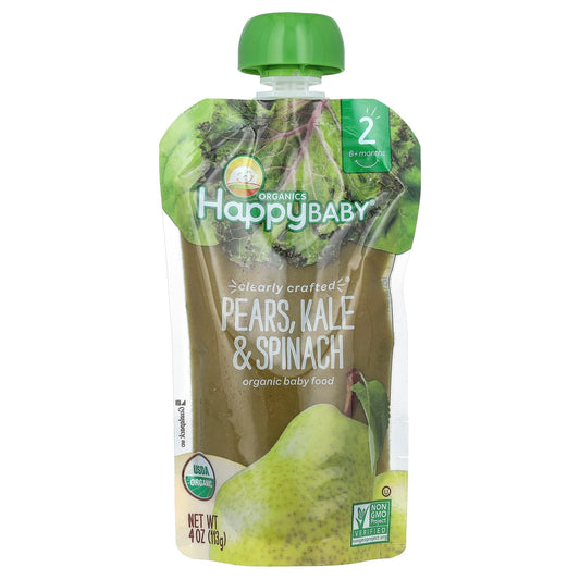 Nourish Your Baby with USDA Organic, Happy Family Pears, Kale & Spinach Baby Food - Image 1