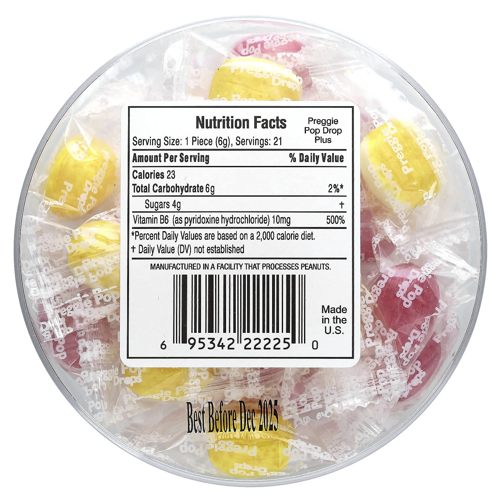 Preggie, Pop Drops Plus, Sour Raspberry, Sour Lemon, 21 Pieces - Image 2