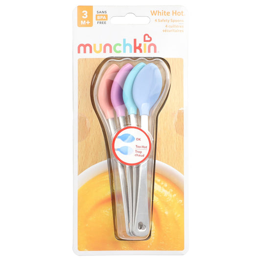 Munchkin, White Hot®, Safety Spoons with Stainless Steel Handle, 3 Months+, 4 Count - Image 1