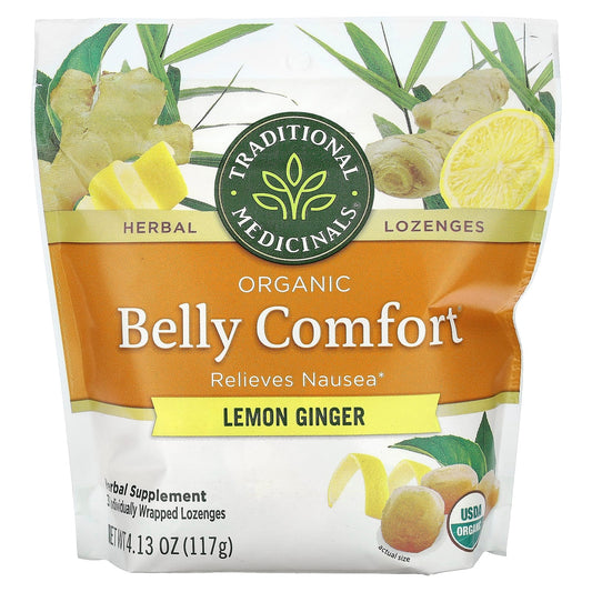 Traditional Medicinals, Organic Belly Comfort, Lemon Ginger, 30 Individually Wrapped Lozenges, 4.13 oz (117 g) - Image 1