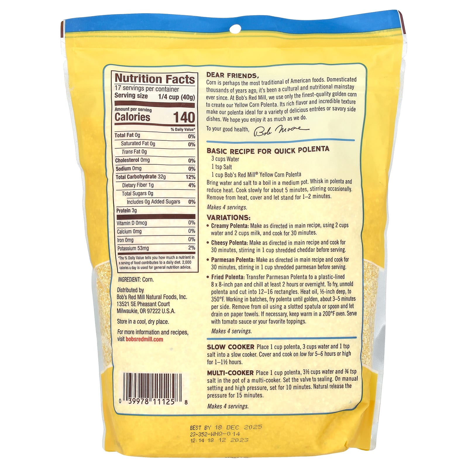 Bob's Red Mill Yellow Corn Polenta, 24 oz - Creamy Texture, Delicious Recipes - Image 2