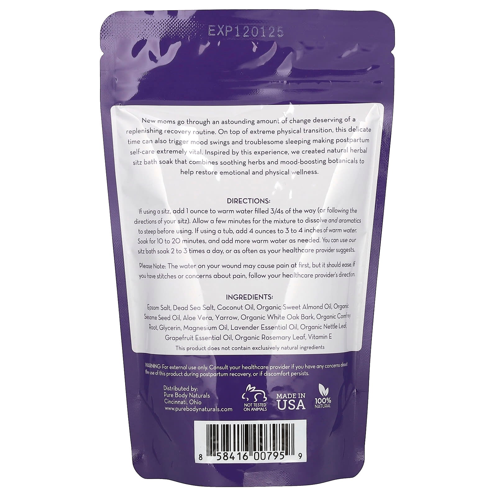 Pure Body Naturals, Recovery Ritual Sitz Bath Salt, 10 oz (283 g) - Image 2