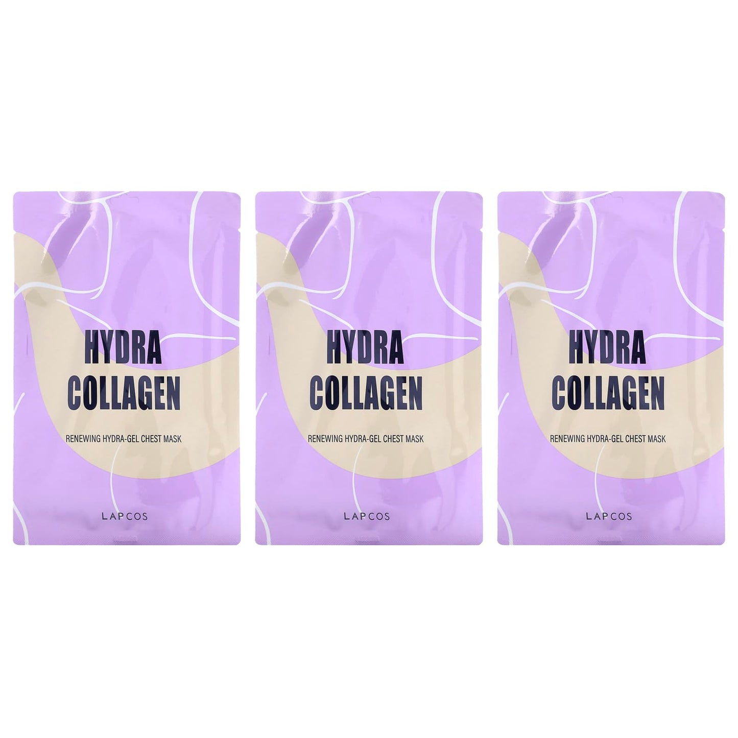 Lapcos, Hydra Collagen, Renewing Hydra-Gel Chest Beauty Mask, 3 Sheets, 1.41 oz (40 g) Each - Image 1