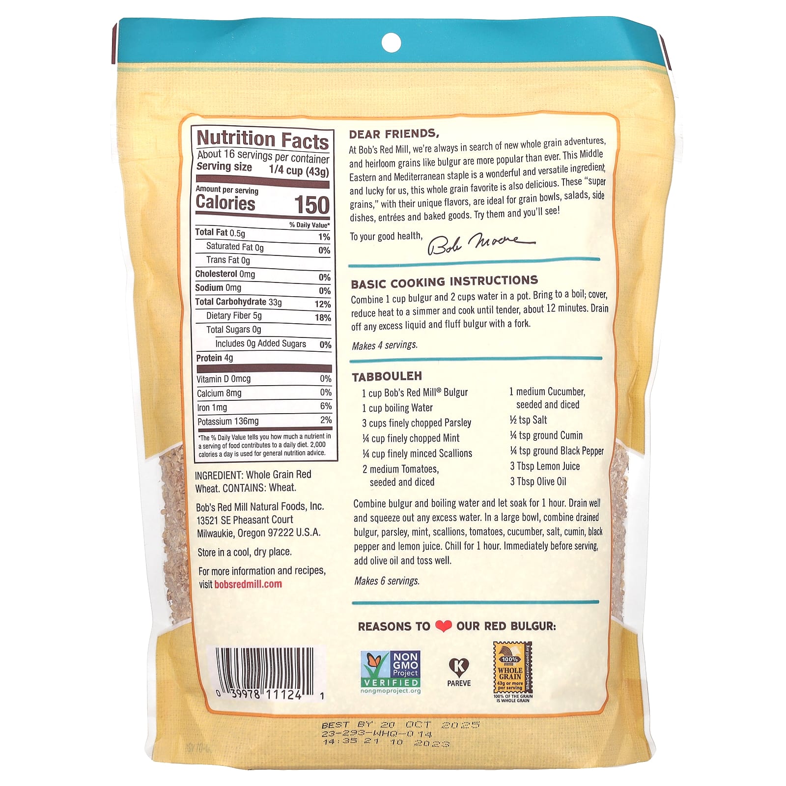 Whole Grain Red Bulgur by Bob's Red Mill - Non GMO & Kosher - Image 2