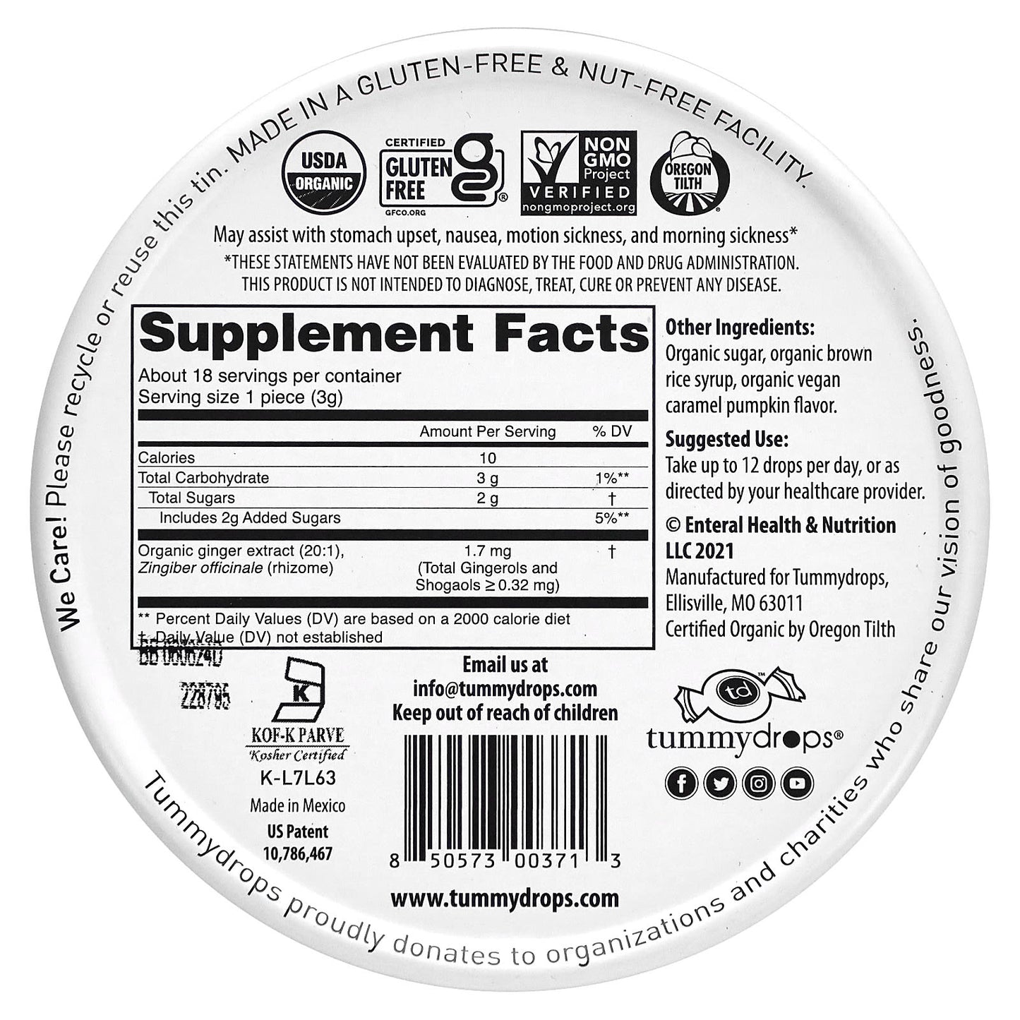 Tummydrops, Organic Caramel Pumpkin Ginger Spice, 18 Drops - Image 2