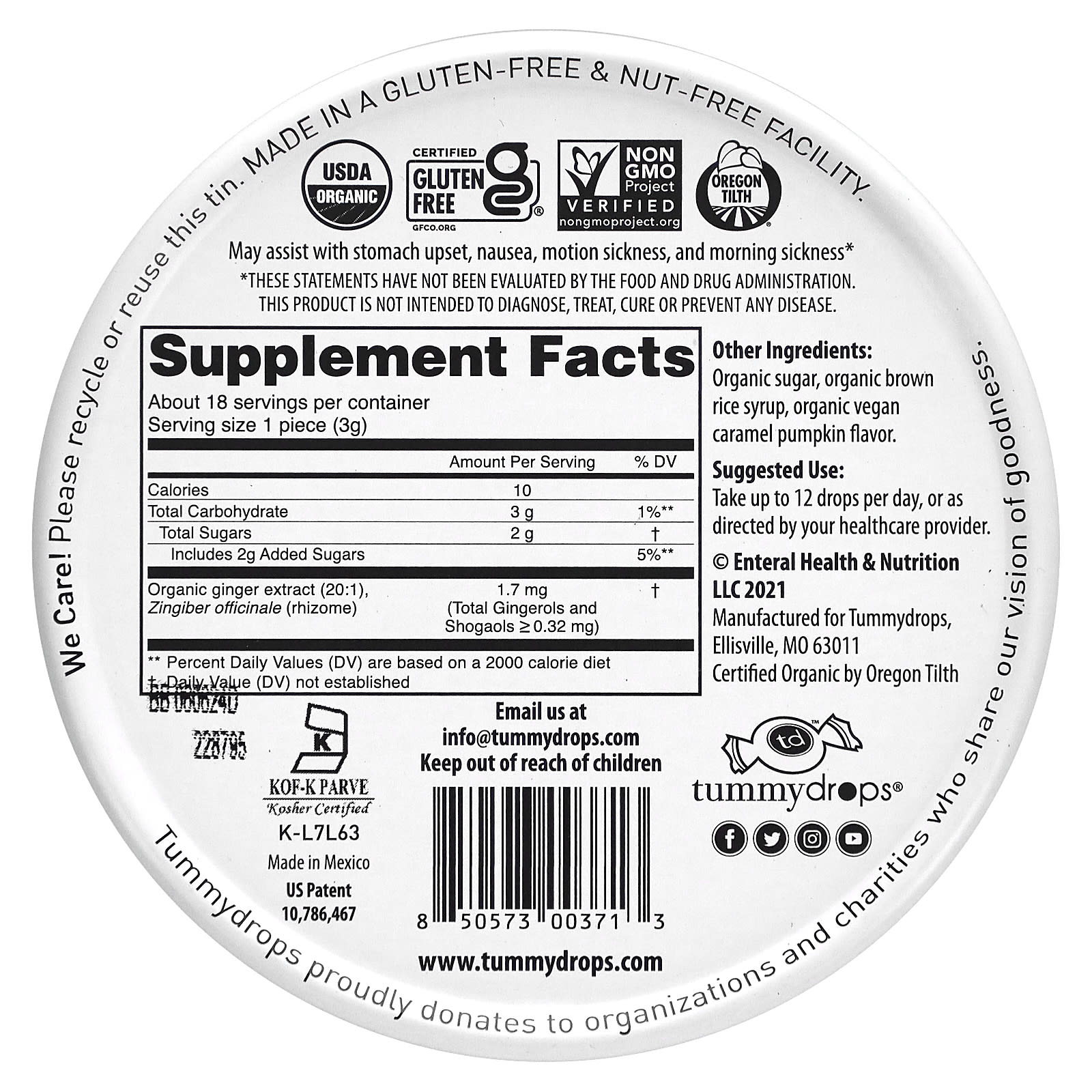 Tummydrops, Organic Caramel Pumpkin Ginger Spice, 18 Drops - Image 2