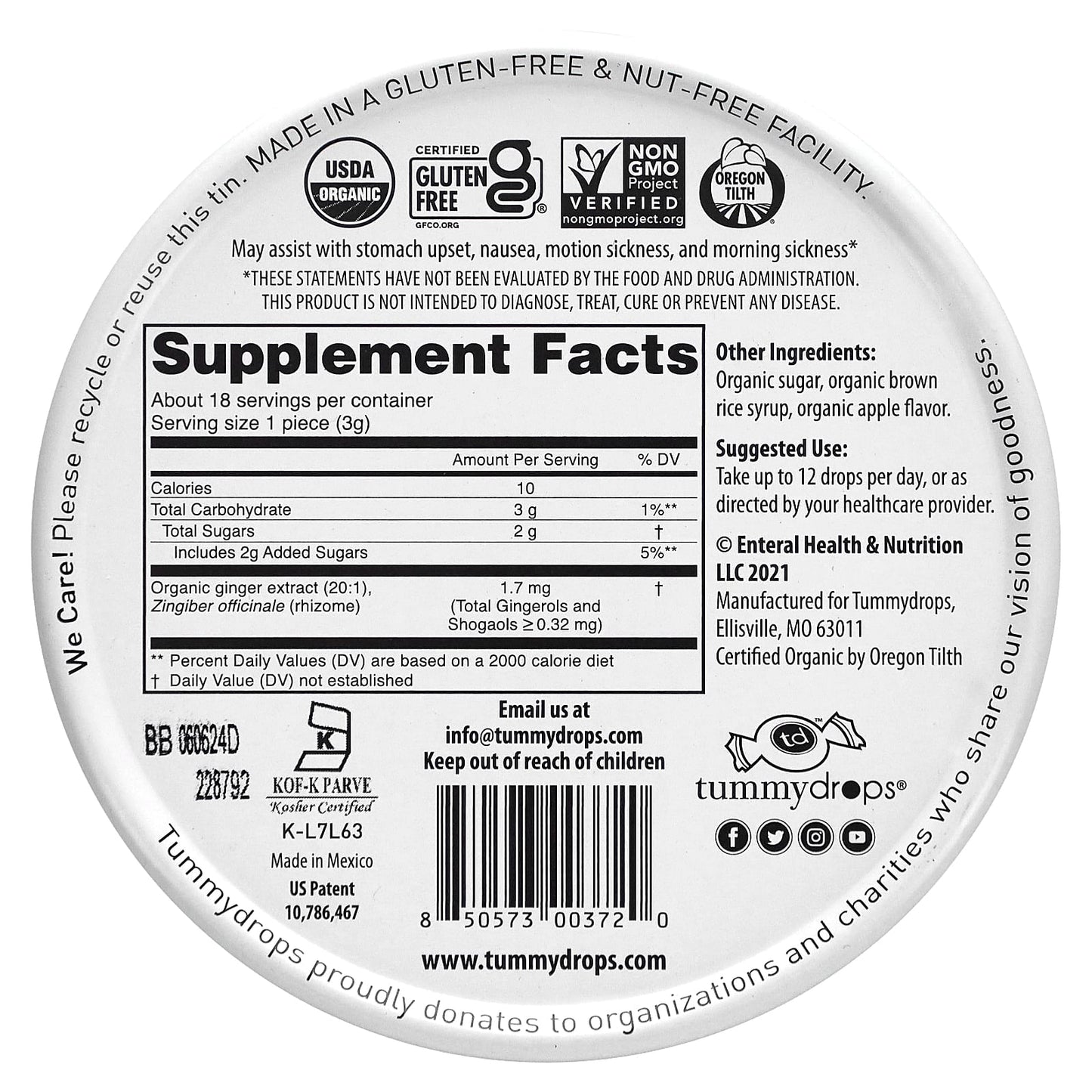 Tummydrops, Organic Fall Harvest Apple Ginger, 18 Drops - Image 2