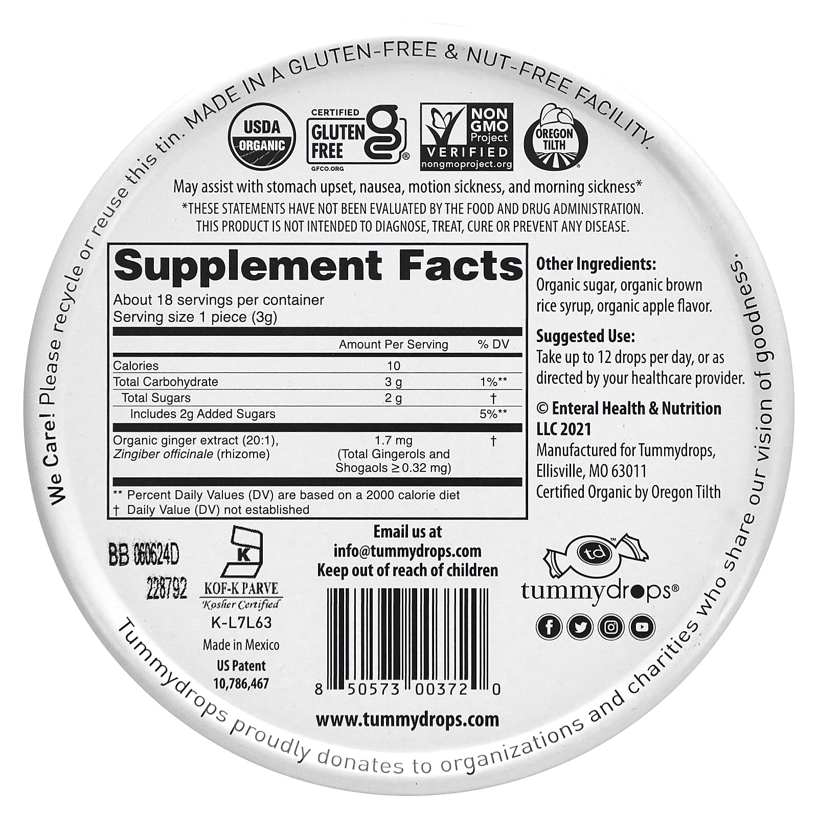 Tummydrops, Organic Fall Harvest Apple Ginger, 18 Drops - Image 2