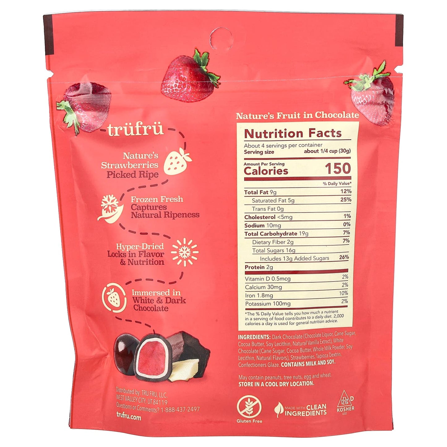 Tru Fru, Nature's Strawberries, Dark Chocolate, 4.2 oz (119 g) - Image 2