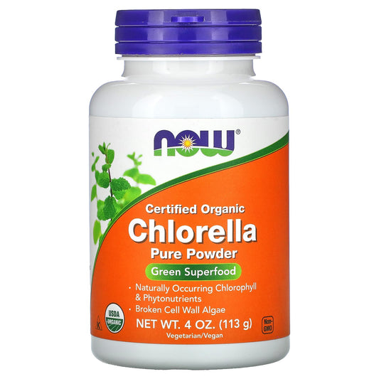 NOW Foods, Certified Organic Chlorella, Pure Powder, 4 oz (113 g) - Image 1