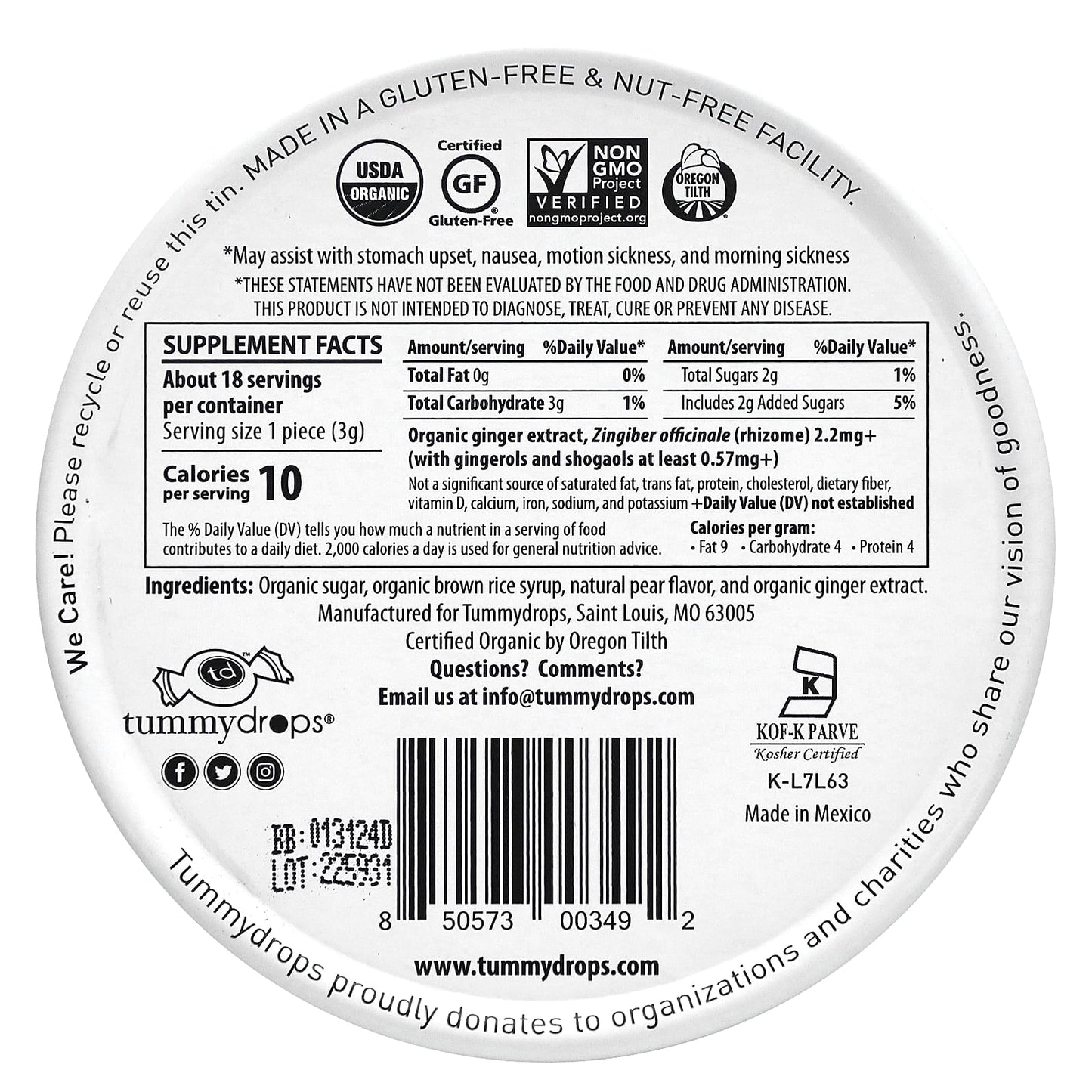 Tummydrops, Sweet Ginger Pear, 18 Drops - Image 2