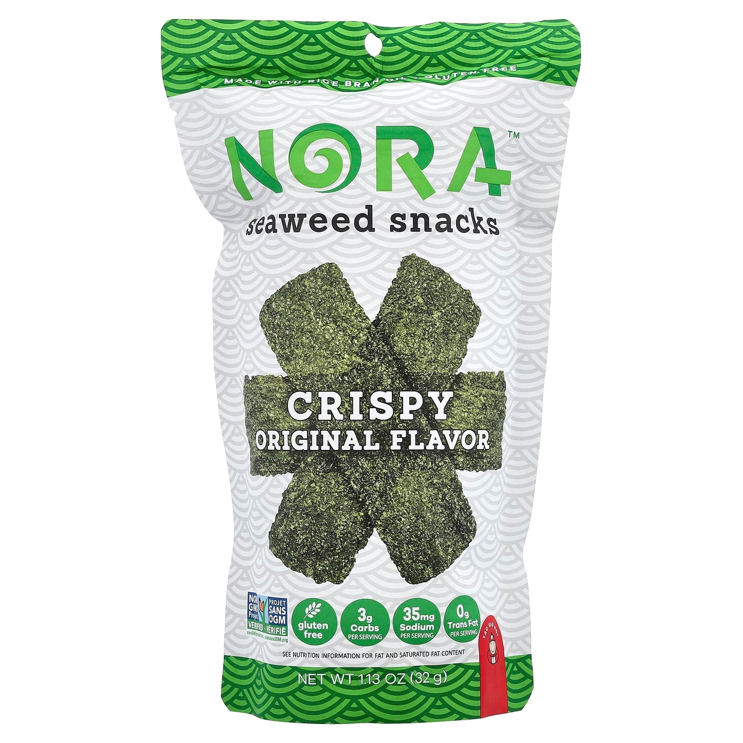 Nora Snacks, Seaweed Snacks, Crispy Original, 1.13 oz (32 g) - Image 1