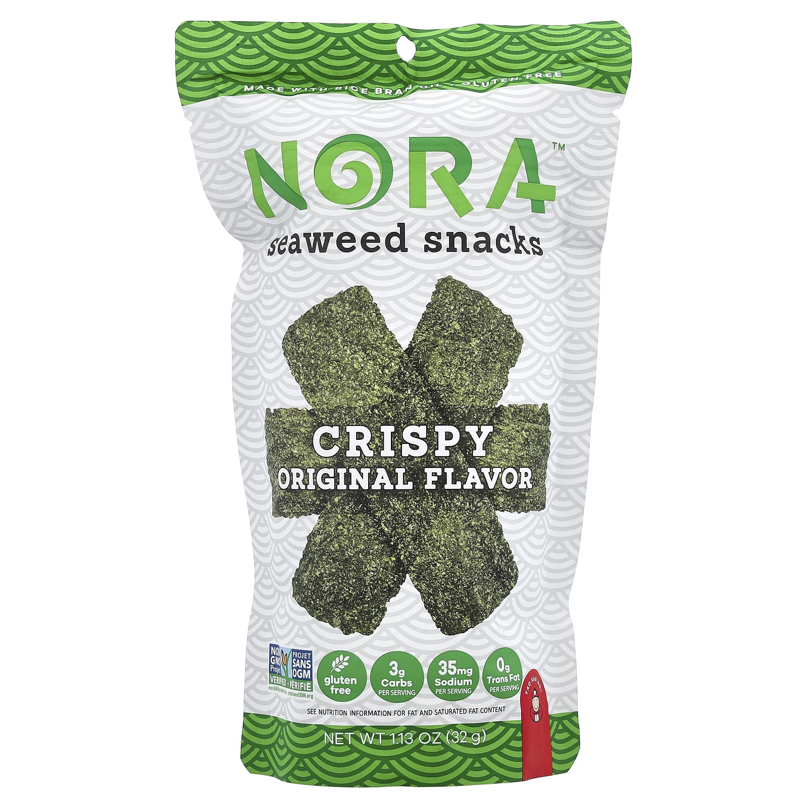 Nora Snacks, Seaweed Snacks, Crispy Original, 1.13 oz (32 g) - Image 1