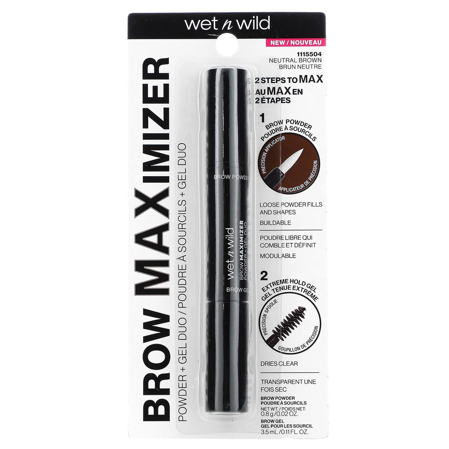 wet n wild, Brow Maximizer, Powder + Gel Duo, 1115504 Neutral Brown, 1 Count - Image 2