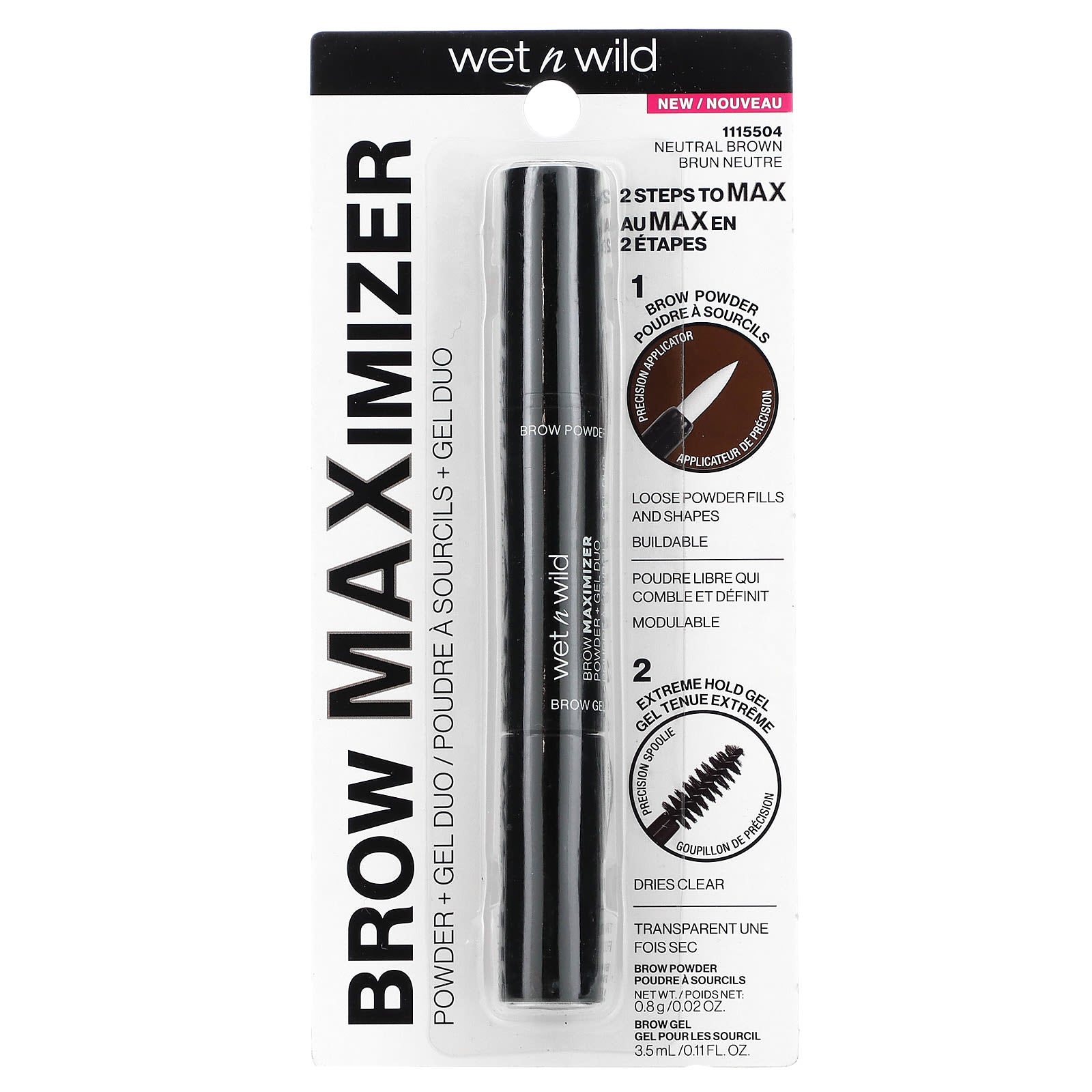 wet n wild, Brow Maximizer, Powder + Gel Duo, 1115504 Neutral Brown, 1 Count - Image 2