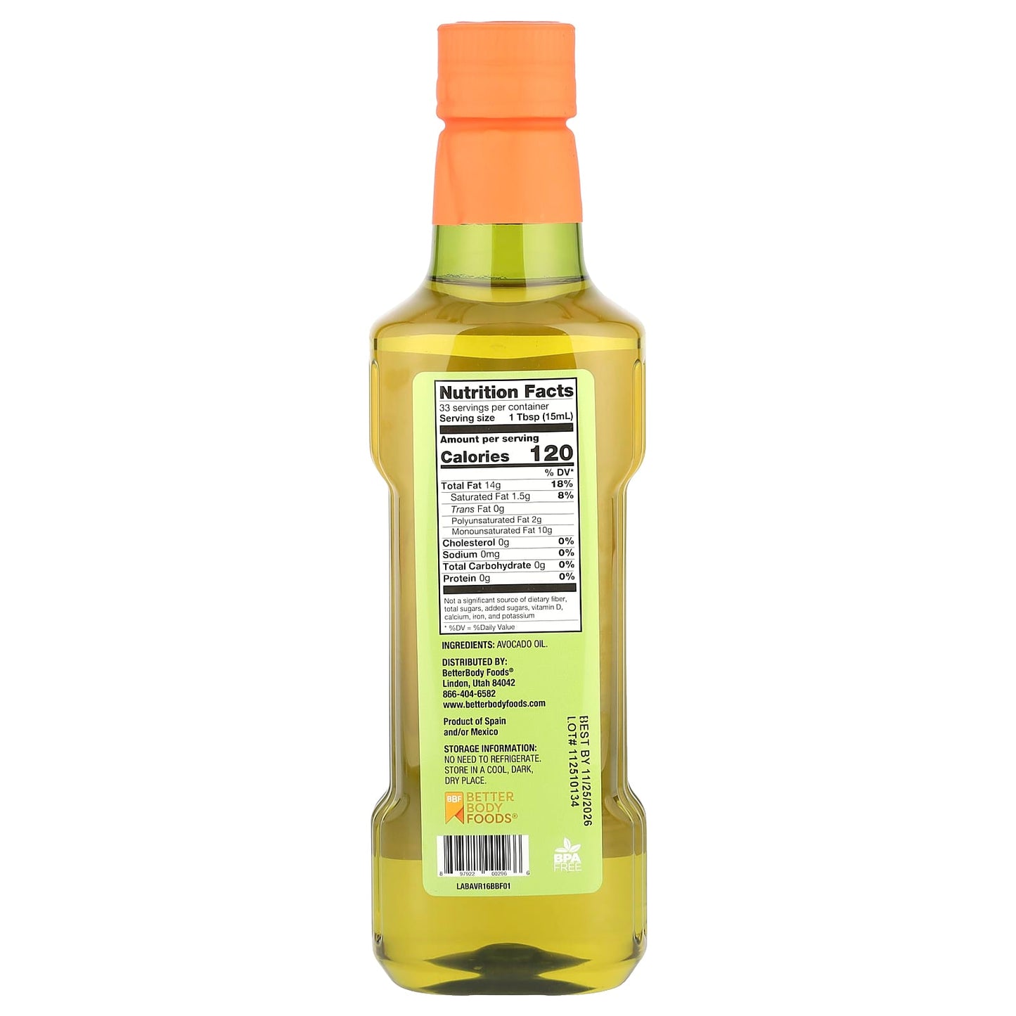 Avocado Oil by BetterBody Foods, 16.9 fl oz, Non-GMO, Gluten-Free - Image 2