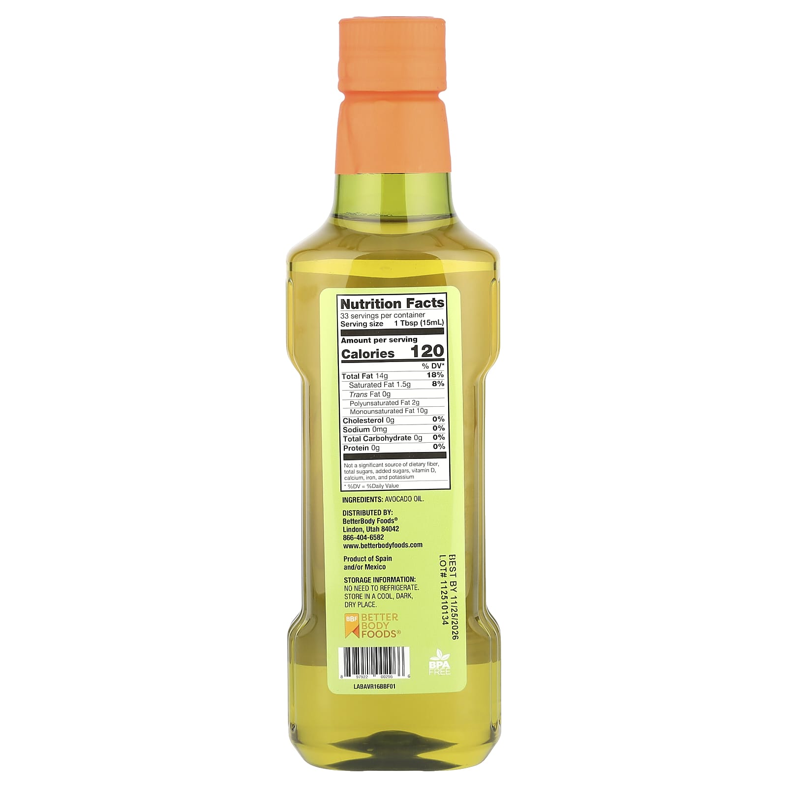 Avocado Oil by BetterBody Foods, 16.9 fl oz, Non-GMO, Gluten-Free - Image 2