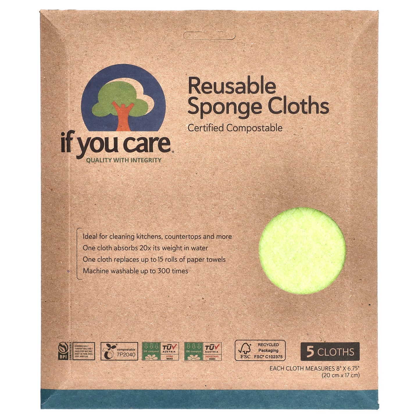 Eco-Friendly Reusable Sponge Cloths, 5-Pack, Absorbent & Machine Washable - Image 1
