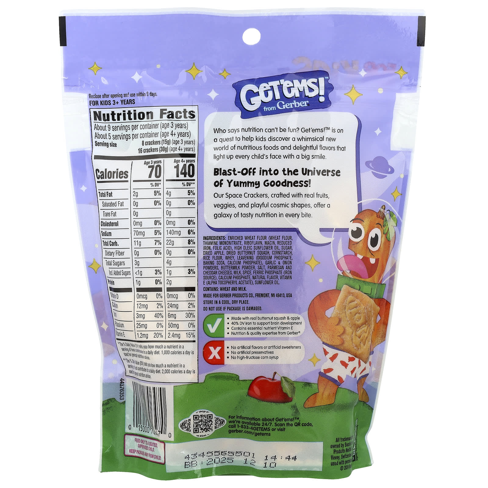 Gerber Space Crackers for Kids 3+, Parmesan, 5 oz (142g) - Image 2