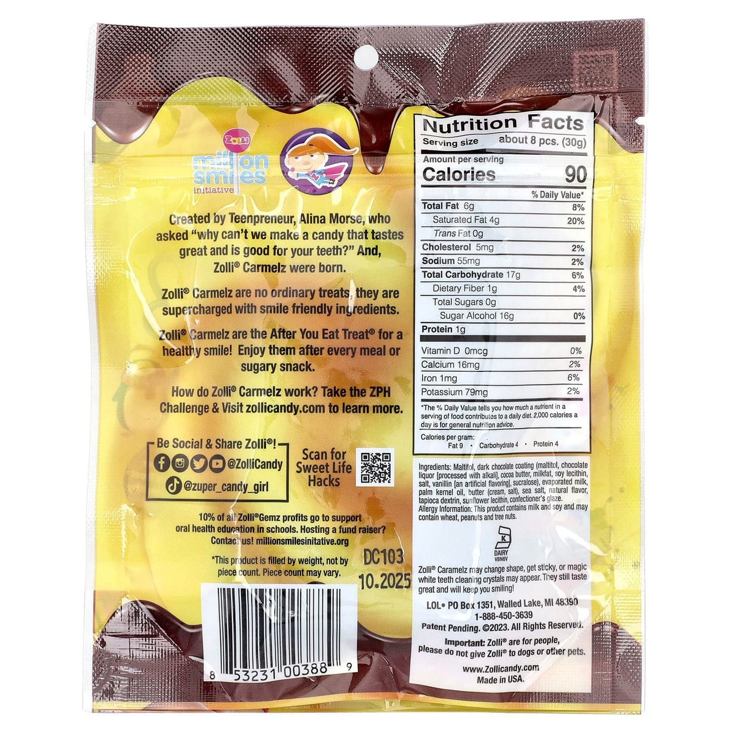 Zollipops, Caramelz, Dark Chocolate, 3 oz (85 g) - Image 2