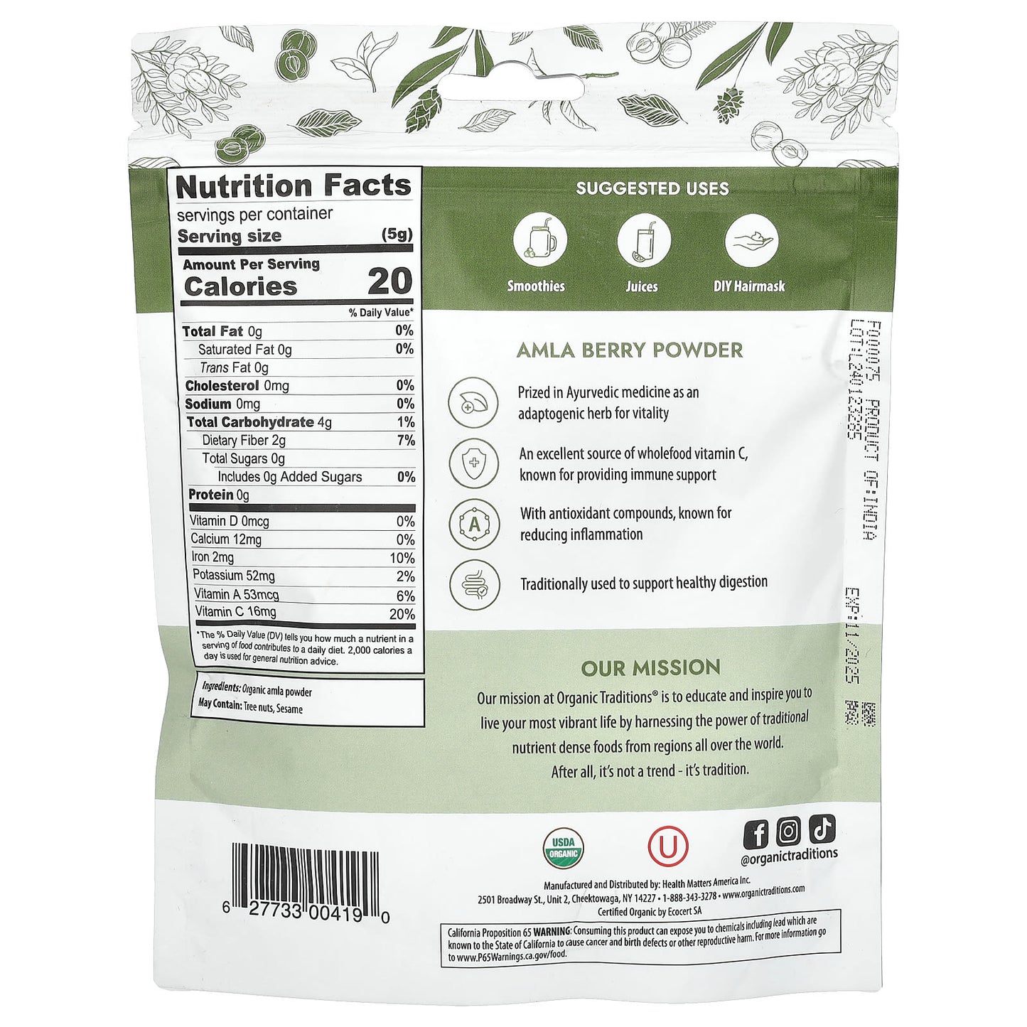Organic Traditions, Amla Berry Powder, 7 oz (200 g) - Image 2