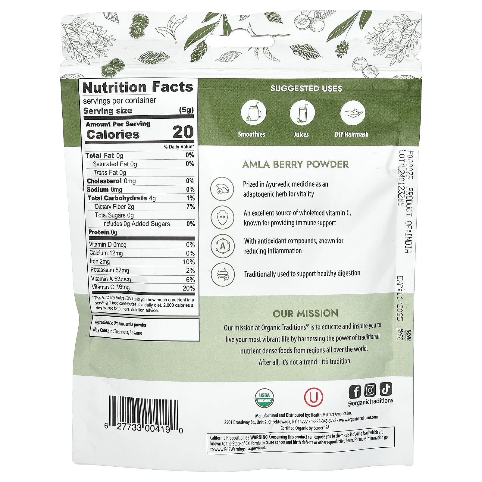 Organic Traditions, Amla Berry Powder, 7 oz (200 g) - Image 2