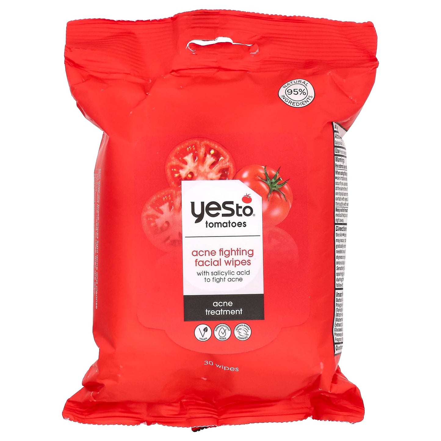 Yes To, Acne Fighting Facial Wipes, Tomatoes, 30 Wipes - Image 1