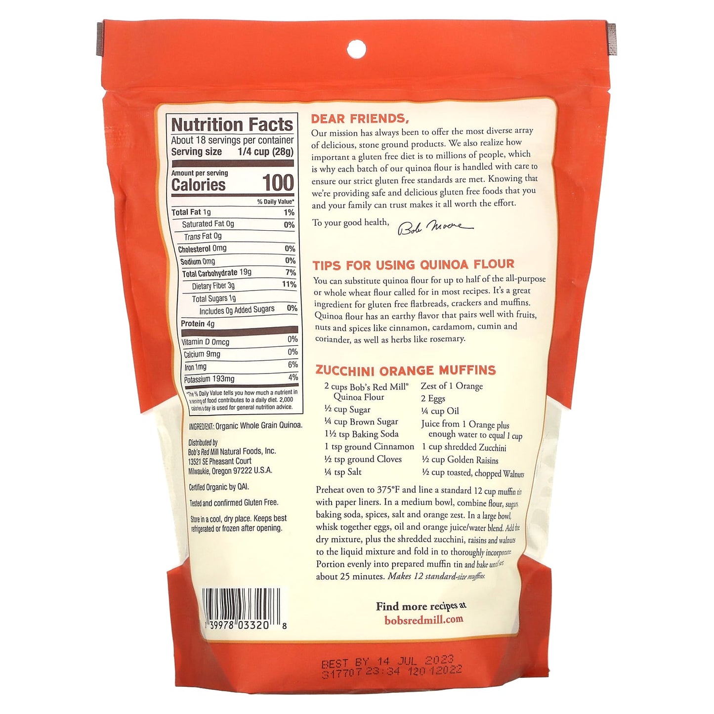 Gluten-Free Organic Quinoa Flour by Bob's Red Mill, 18 oz (510g) - Image 2