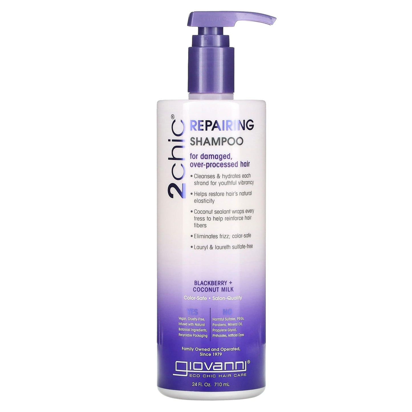 Giovanni 2chic Repairing Shampoo for Damaged Hair - Blackberry & Coconut Milk - Image 1