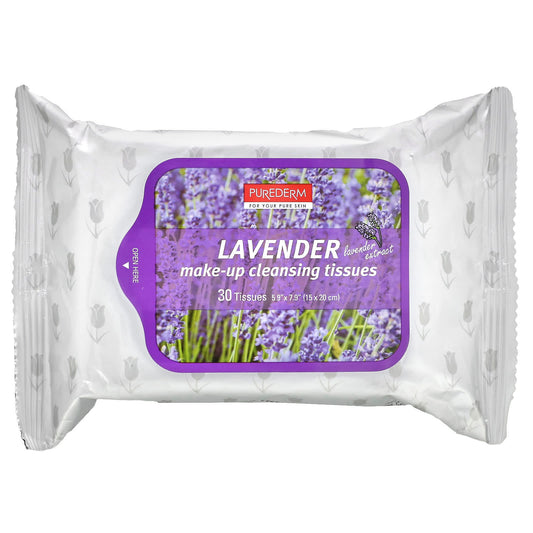 Purederm, Make-Up Cleansing Tissues, Lavender, 30 Tissues - Image 1