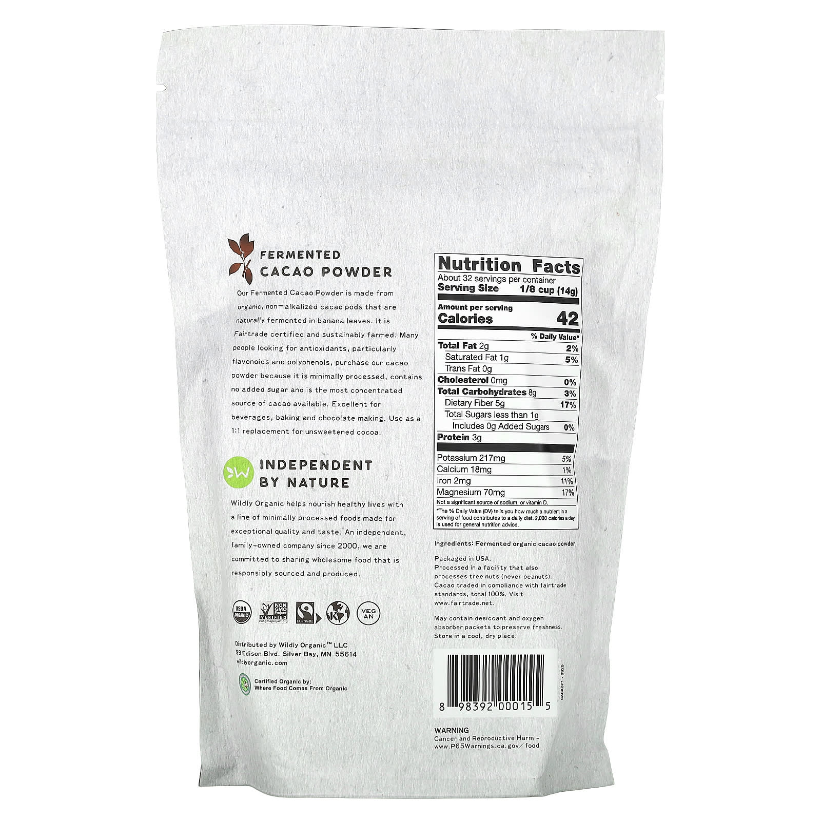 Wildly Organic, Fermented Cacao Powder, 16 oz (454 g) - Image 2