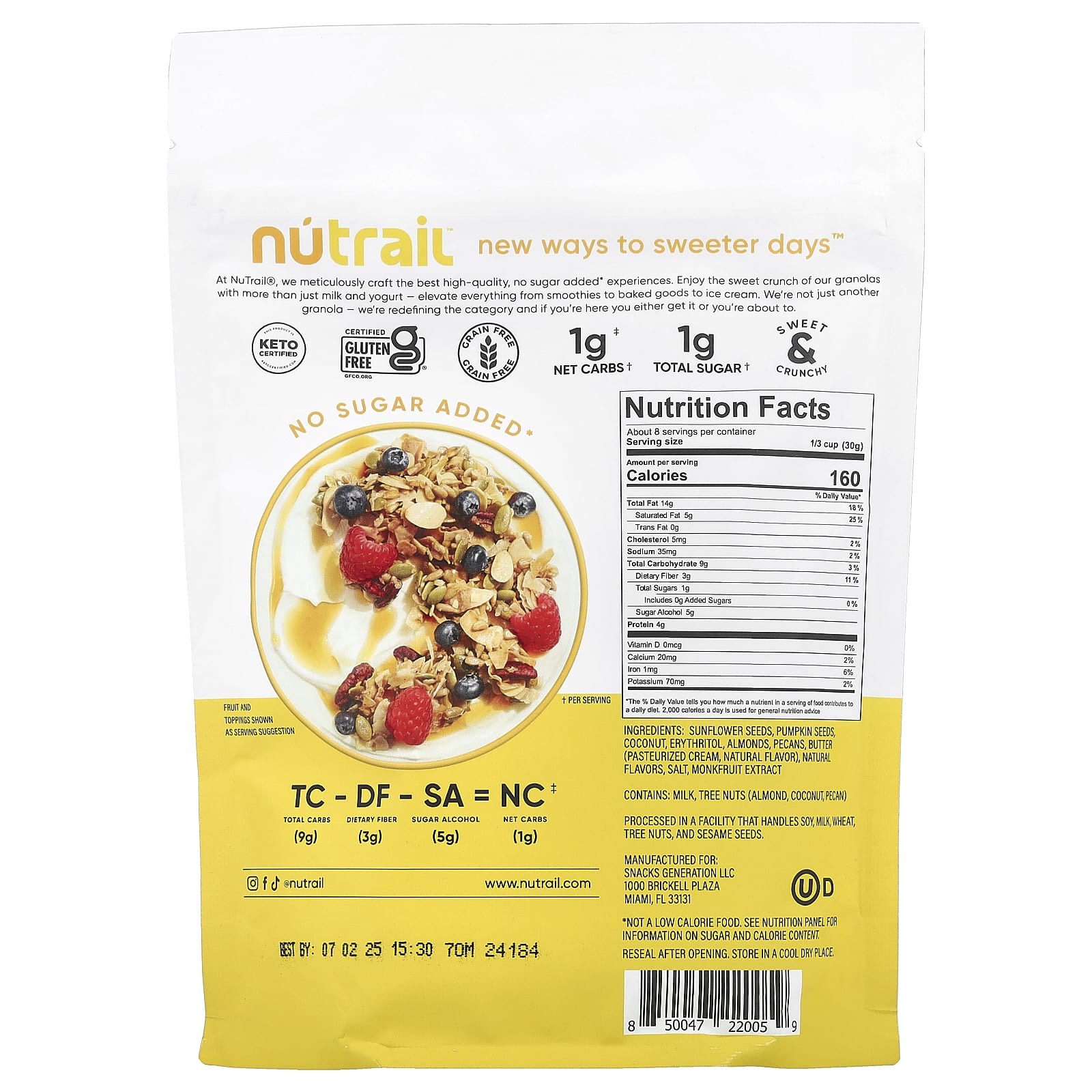 NuTrail, Nut Granola, Honey Nut, 8 oz (227 g) - Image 2