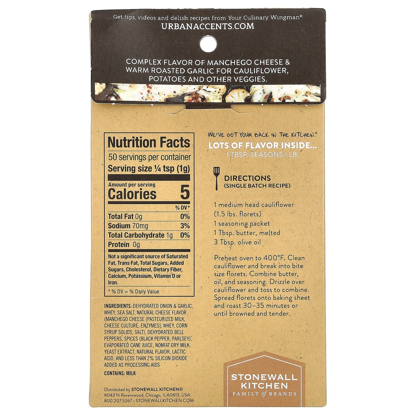 Urban Accents, Veggie Roaster Seasoning Blend, Manchego & Roasted Garlic, 1.75 oz (50 g) - Image 2