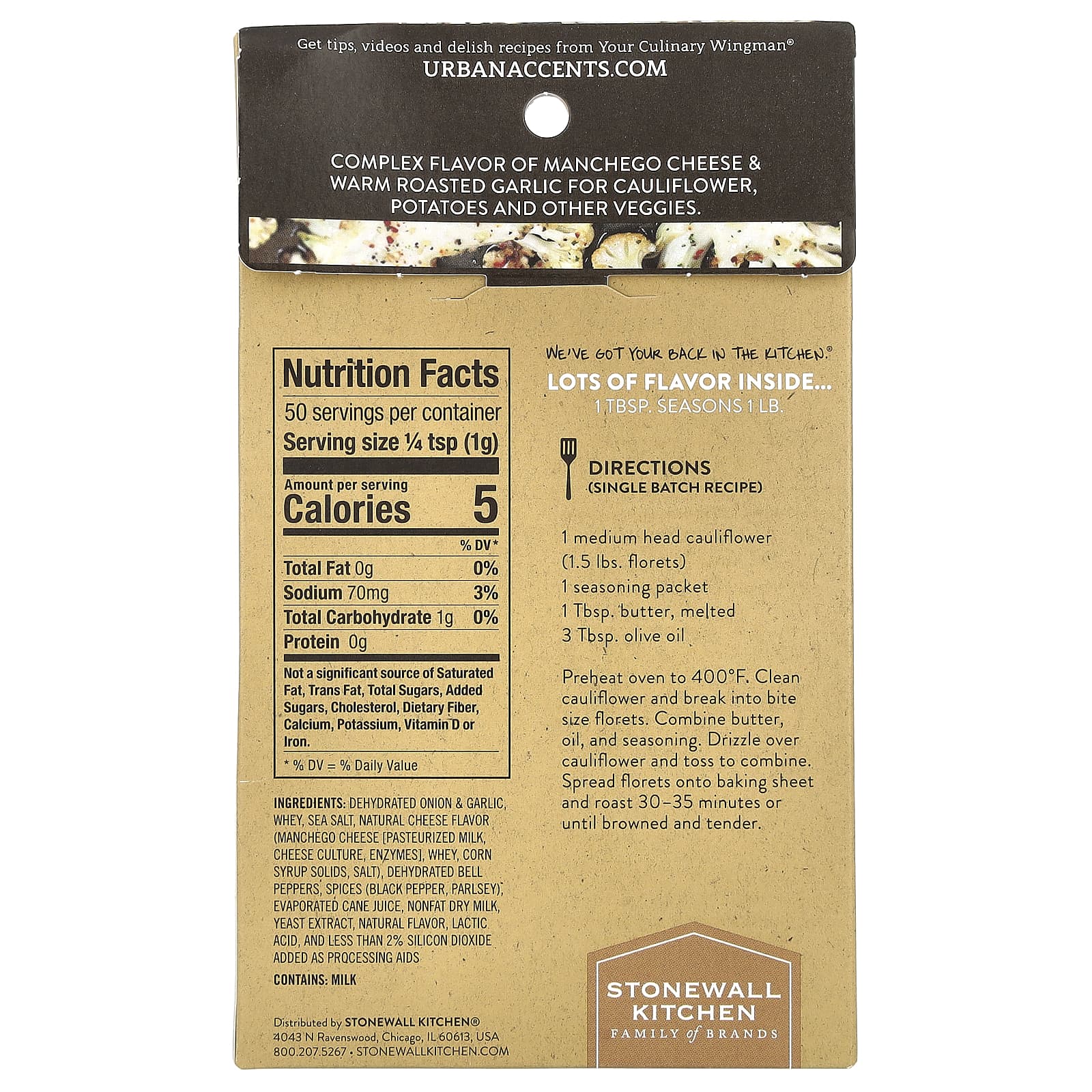 Urban Accents, Veggie Roaster Seasoning Blend, Manchego & Roasted Garlic, 1.75 oz (50 g) - Image 2