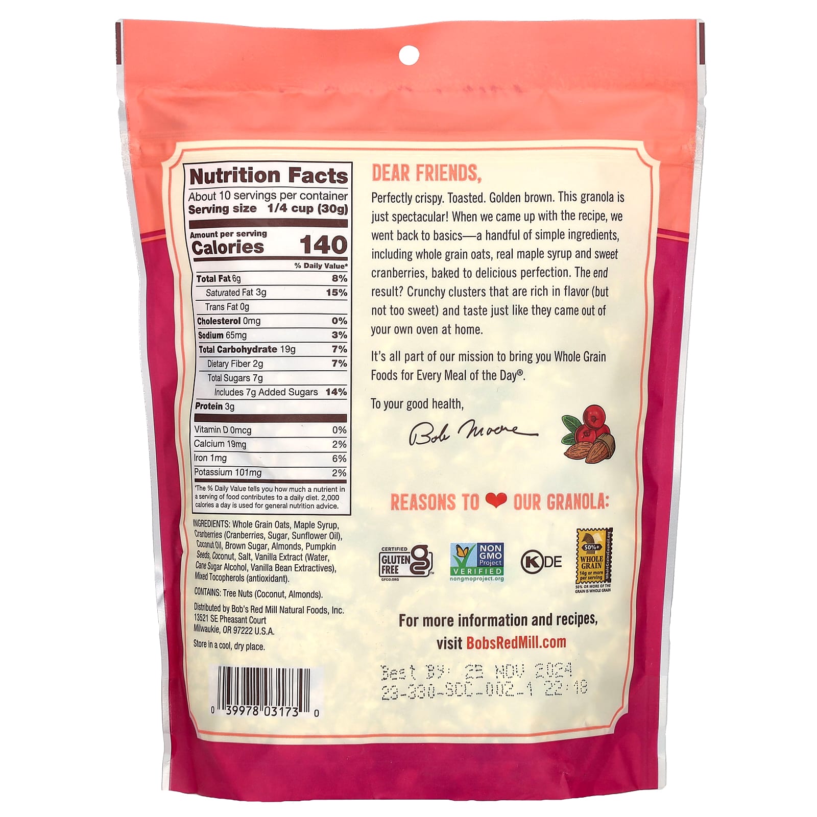 Whole Grain Cranberry Almond Granola by Bob's Red Mill - 11oz - Image 2
