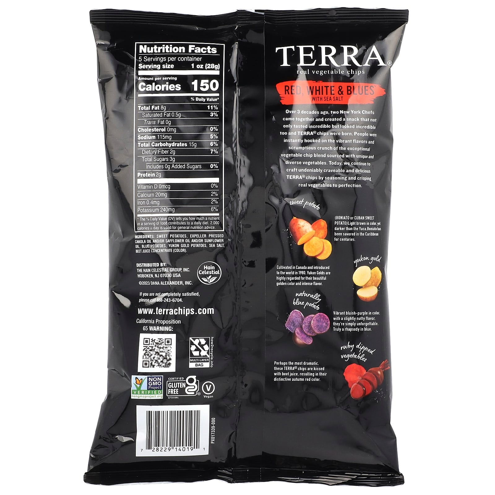 Terra, Real Vegetable Chips, Red, White & Blues with Sea Salt, 5 oz (141 g) - Image 2