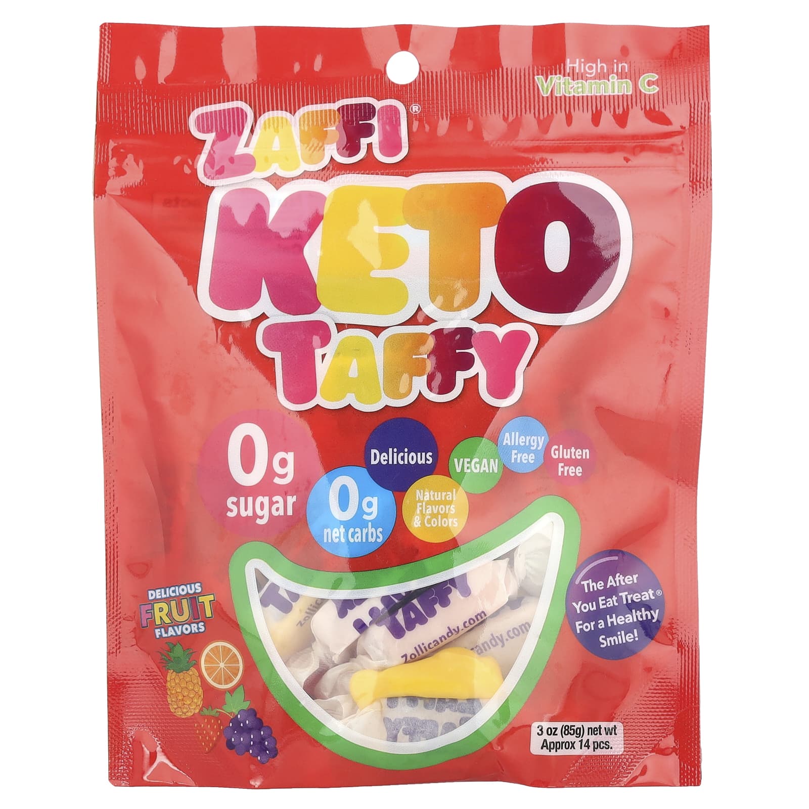 Zollipops, Zaffi®, Keto Taffy, Fruit, 3 oz (85 g) - Image 1
