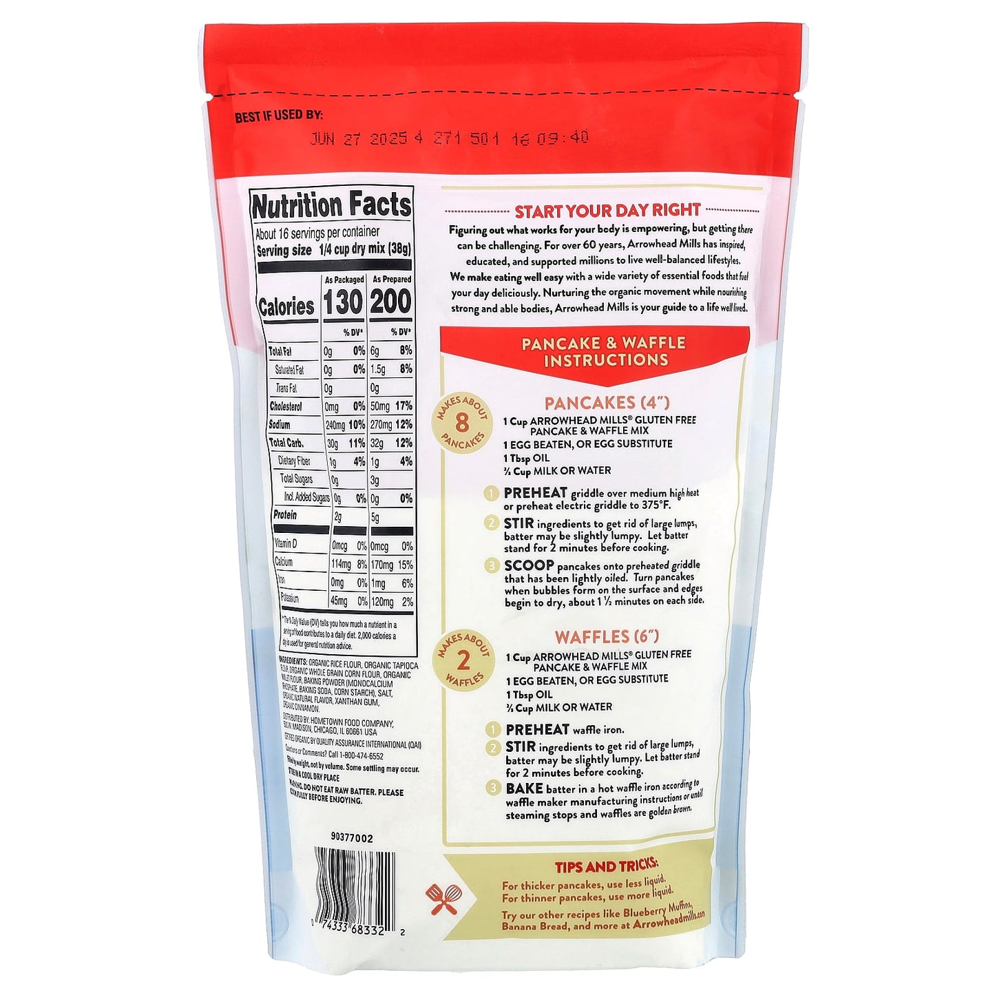 Gluten-Free Organic Pancake & Waffle Mix by Arrowhead Mills, 22oz - Image 2