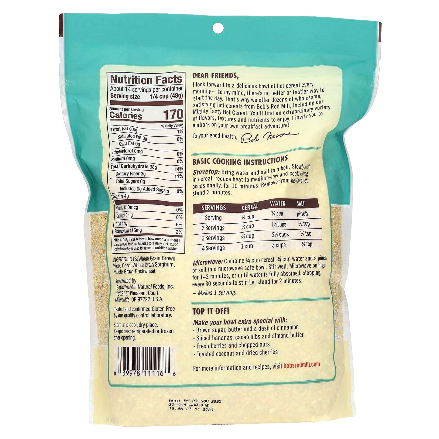 Gluten-Free Whole Grain Hot Cereal by Bob's Red Mill, 24 oz - Image 2
