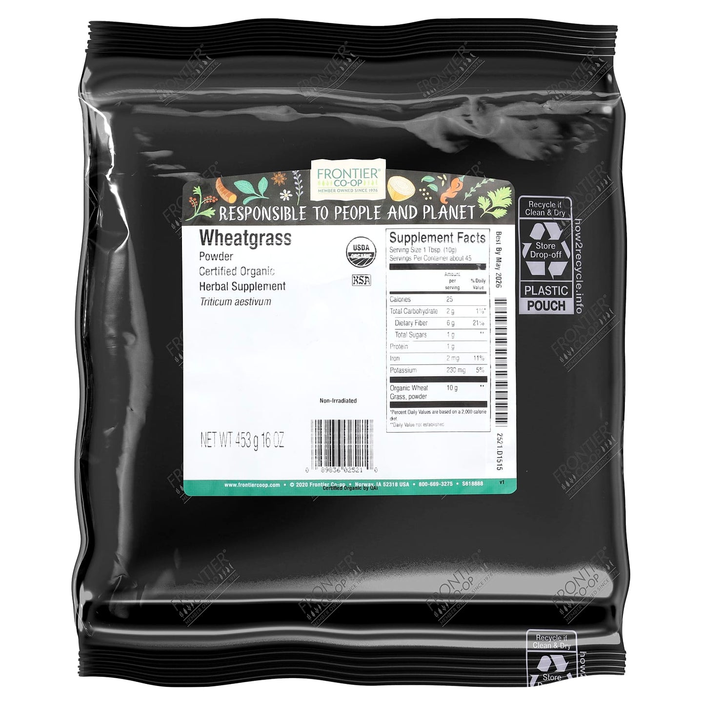 Organic Wheatgrass Powder by Frontier Co-op, 16 oz (453g) - Image 2