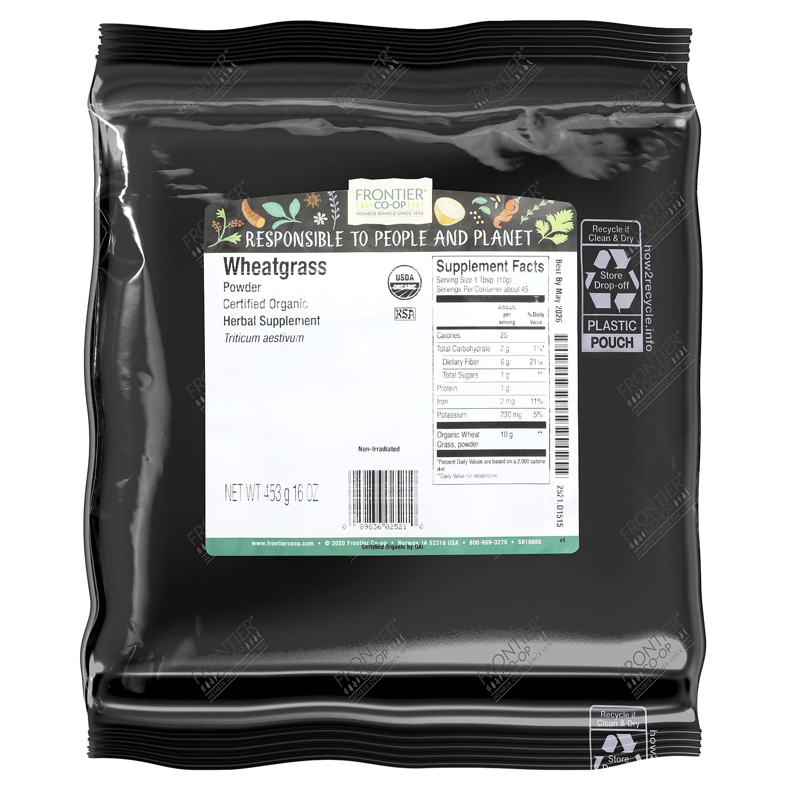 Organic Wheatgrass Powder by Frontier Co-op, 16 oz (453g) - Image 2