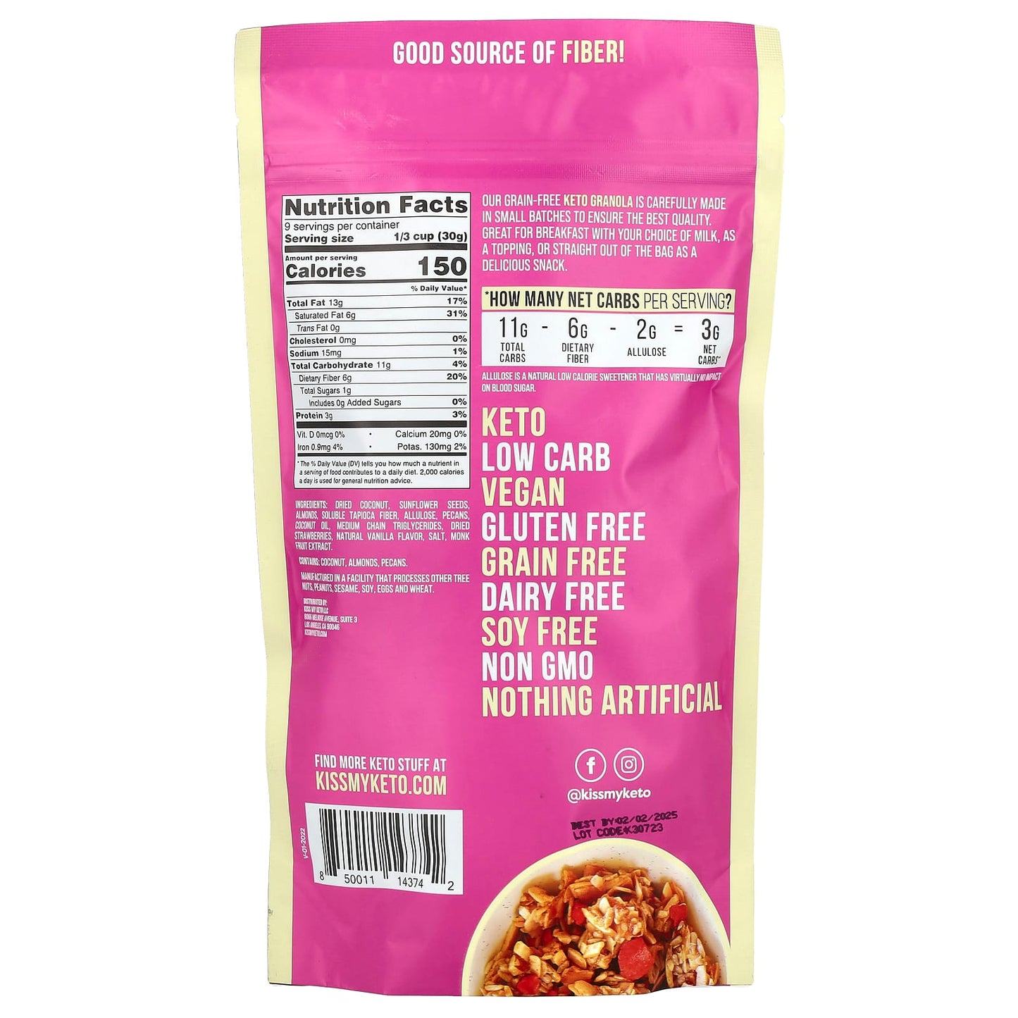 Kiss My Keto, Granola, Strawberry & Vanilla, 9.5 oz (270 g) - Image 2