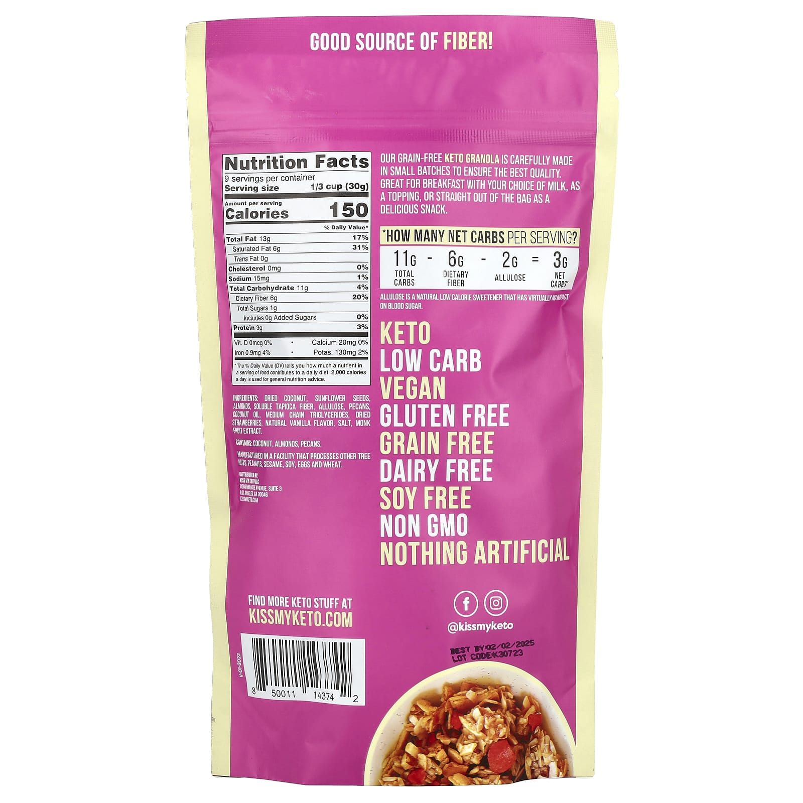 Kiss My Keto, Granola, Strawberry & Vanilla, 9.5 oz (270 g) - Image 2