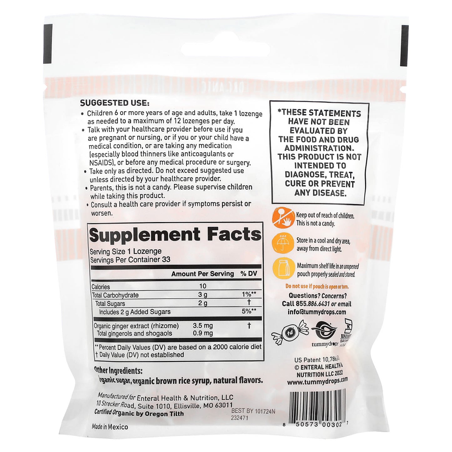 Tummydrops, Organic Natural Ginger, 33 Lozenges - Image 2