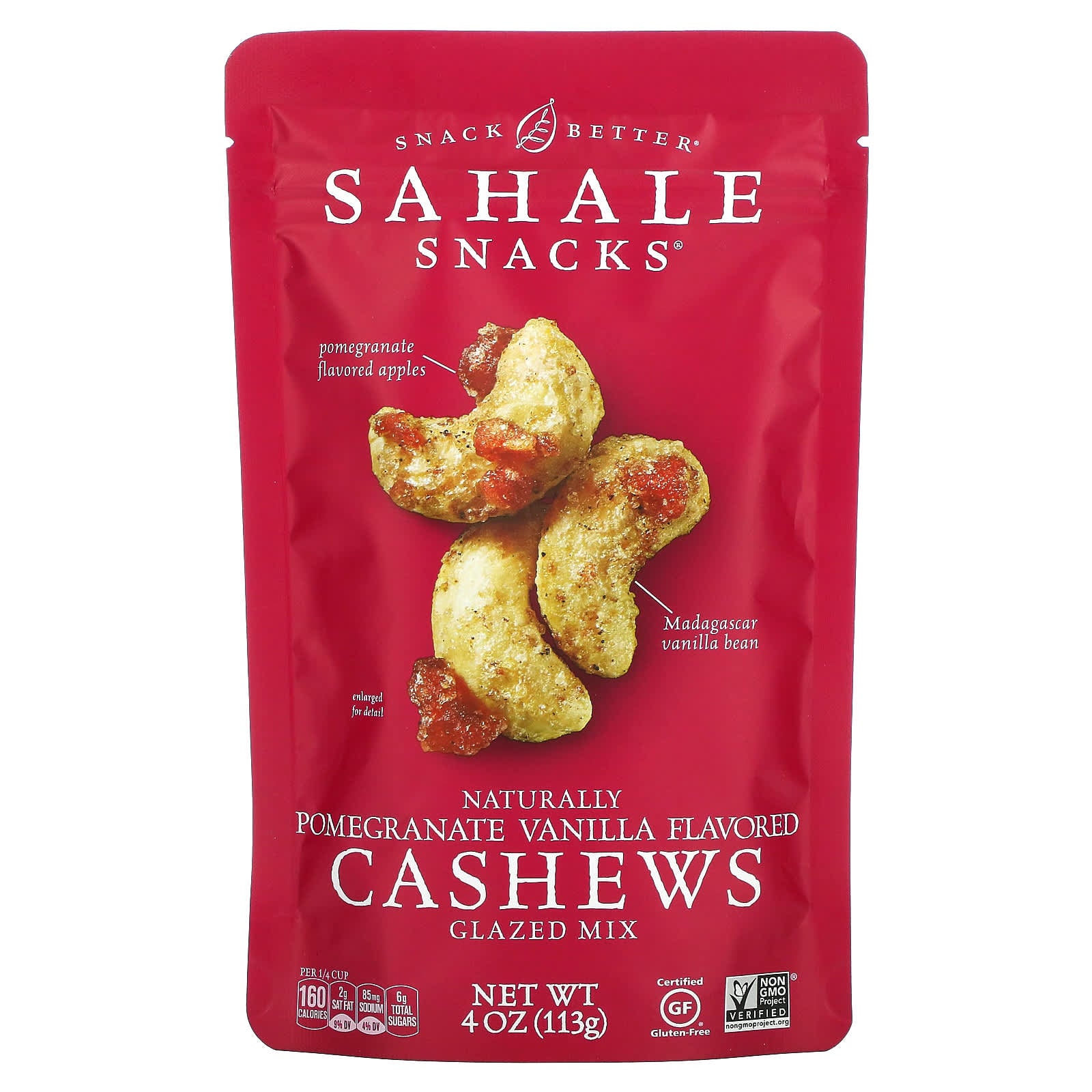 Sahale Snacks, Glazed Mix, Naturally Pomegranate Vanilla Cashews, 4 oz (113 g) - Image 1