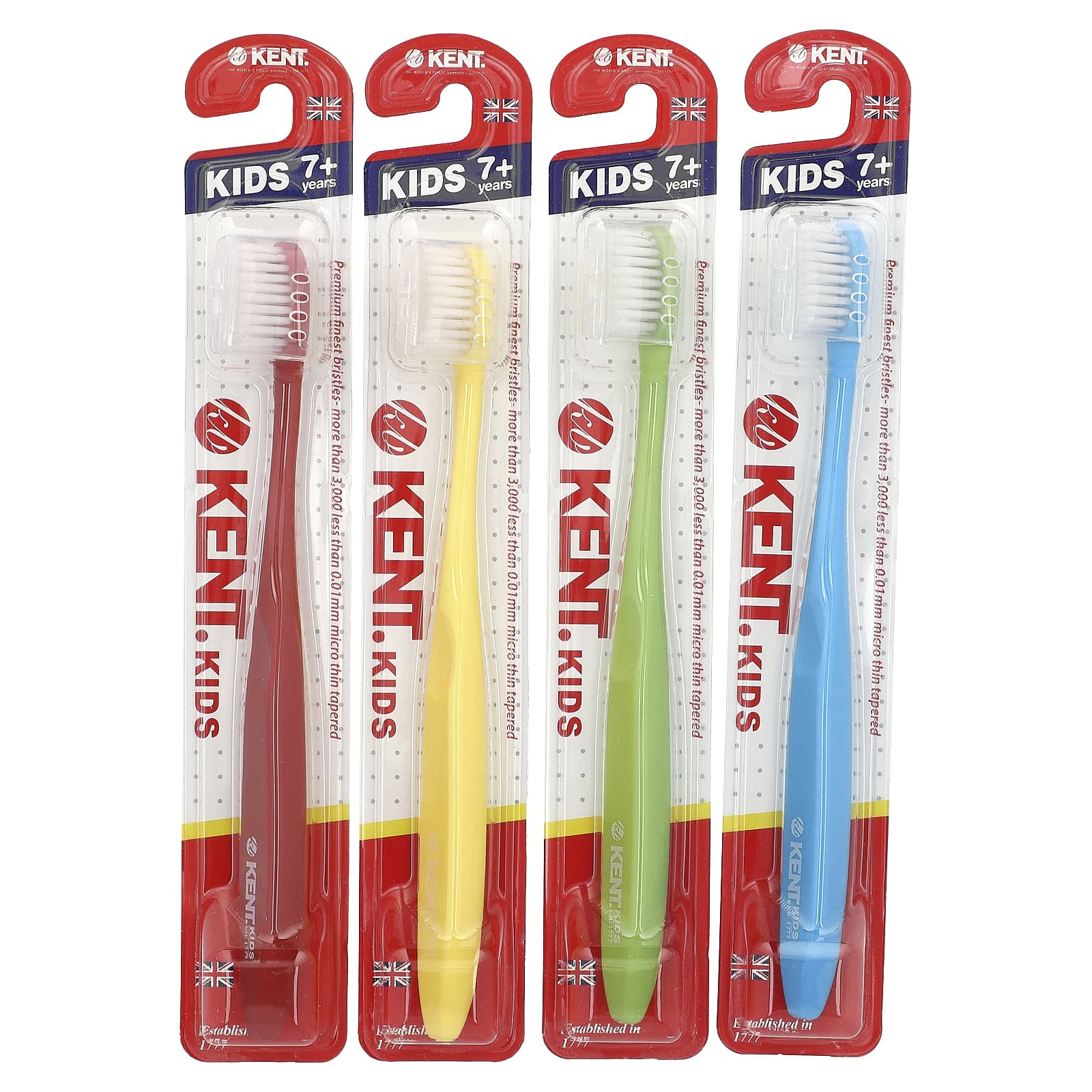 Kent, Kids Premium Finest Toothbrushes, 7+ Years, 4 Toothbrushes - Image 1