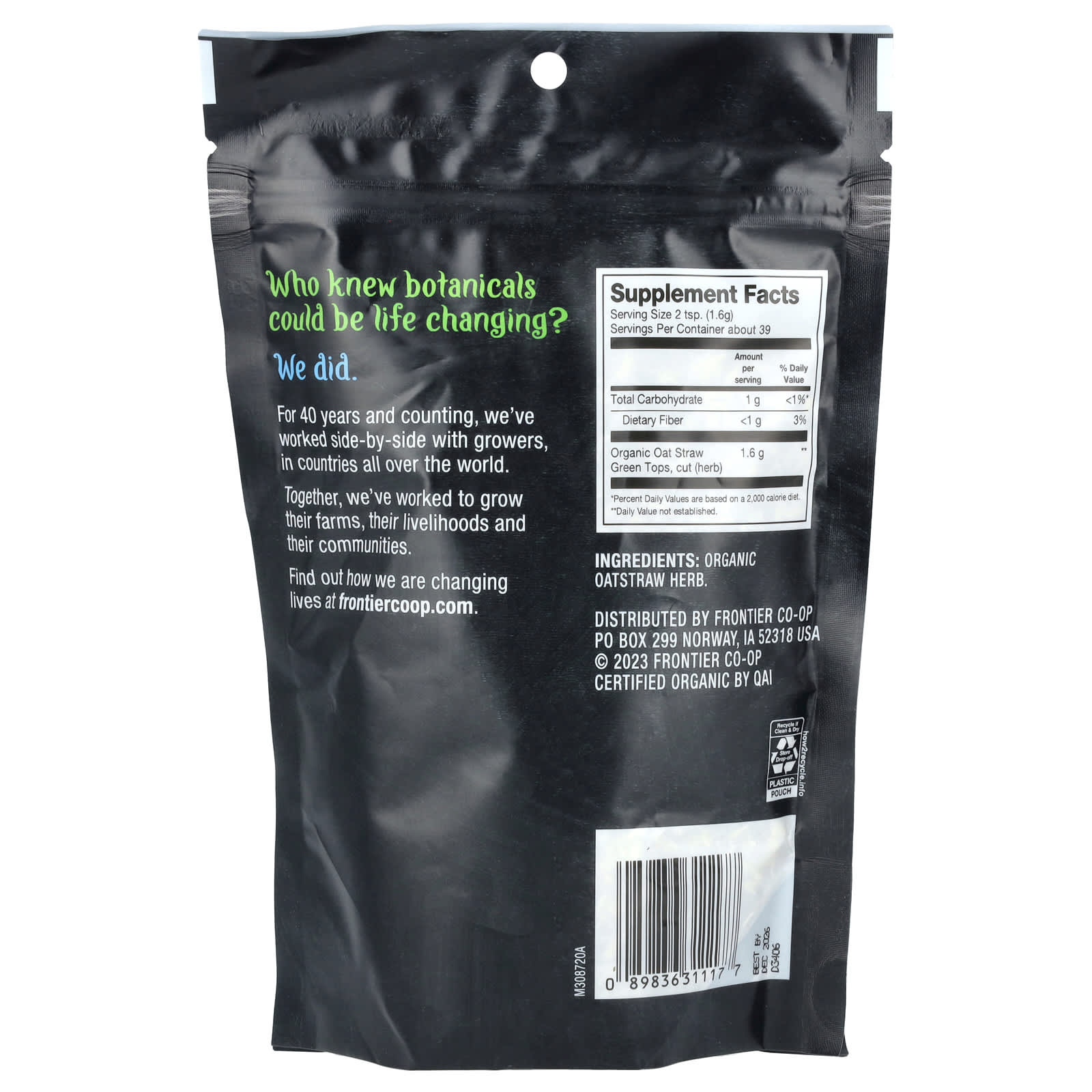 Frontier Co-op USDA Organic Oatstraw Tea, 2.19 oz (62g) - Image 2