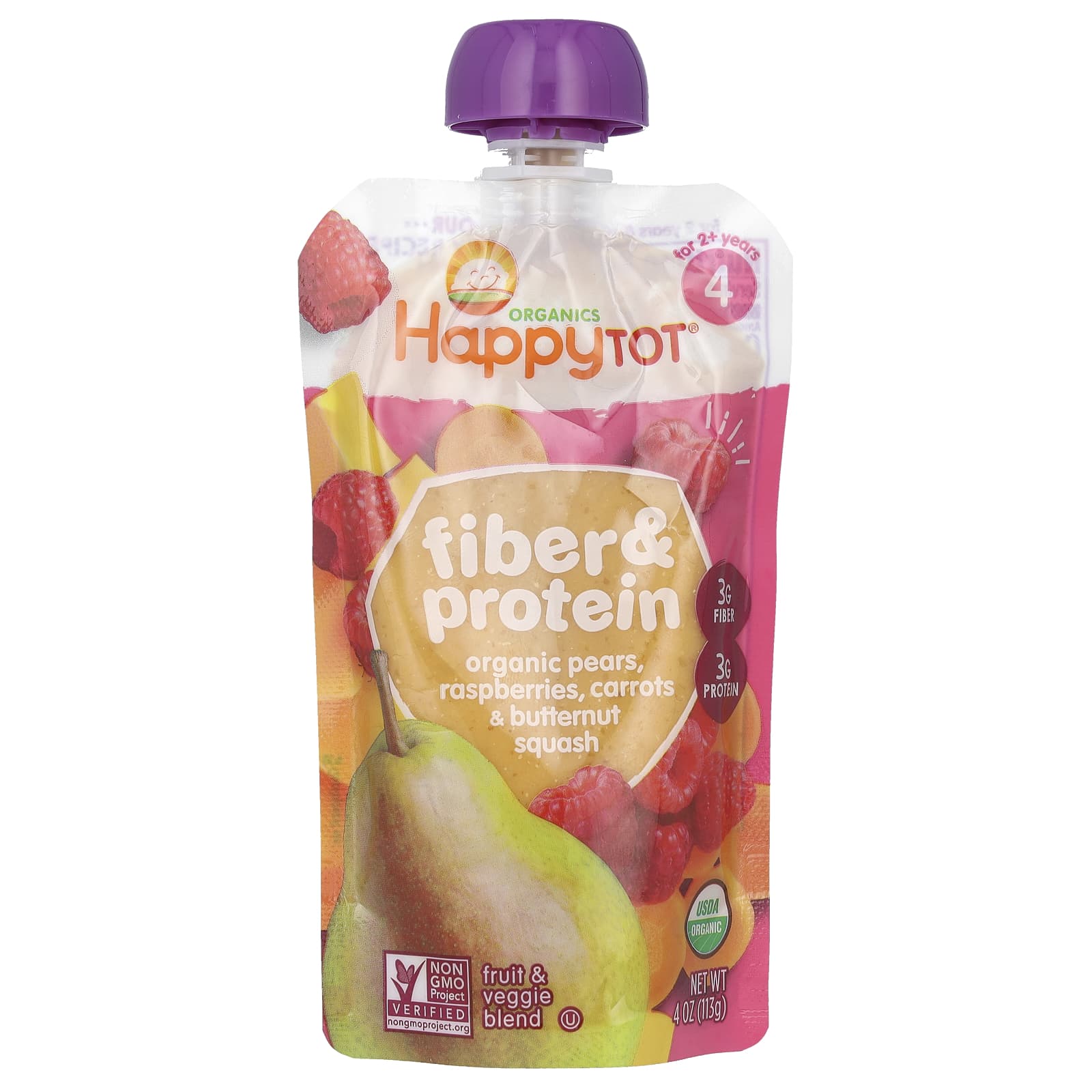 Happy Family Organics Organic Baby Food Pears Raspberries Carrots Butternut Squash - Image 1