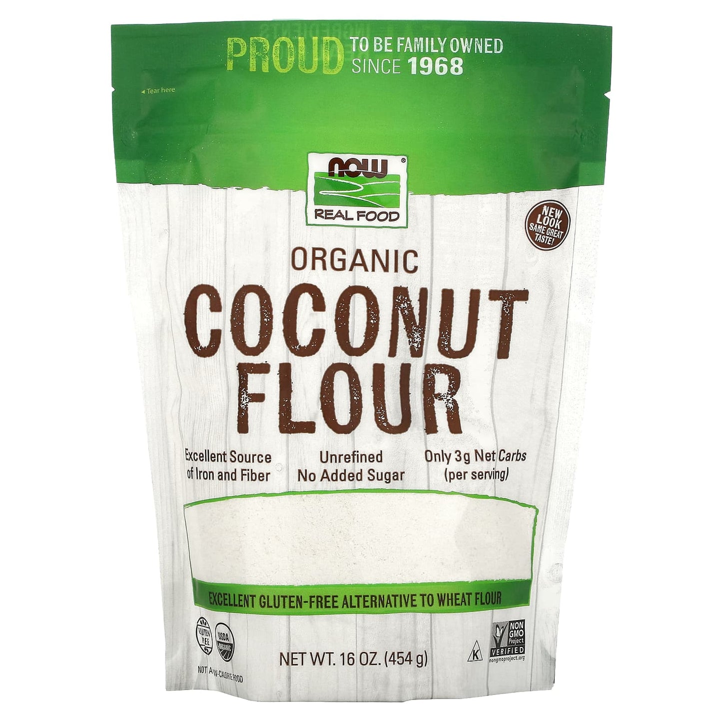 NOW Foods, Organic Coconut Flour, 16 oz (454 g) - Image 1