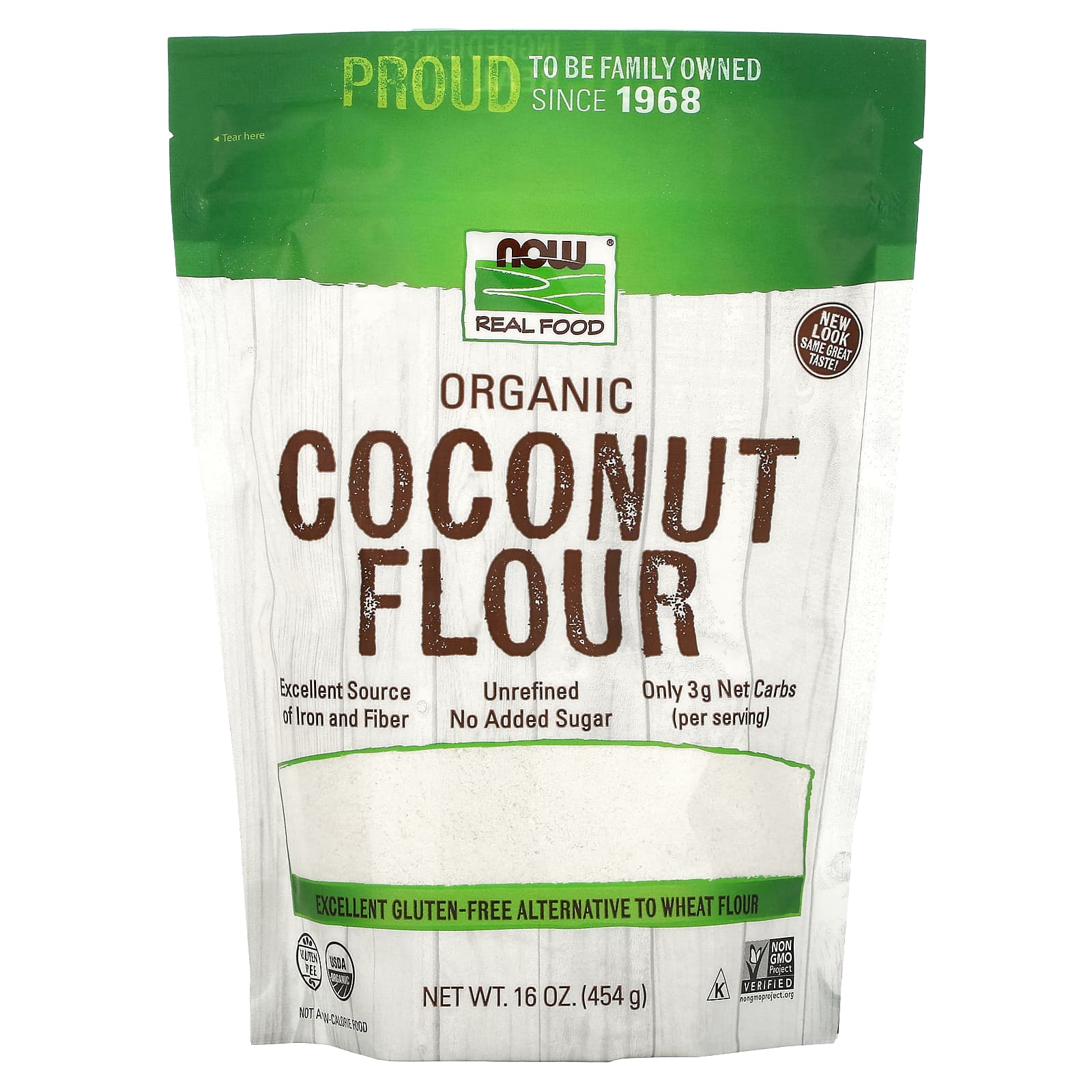 NOW Foods, Organic Coconut Flour, 16 oz (454 g) - Image 1